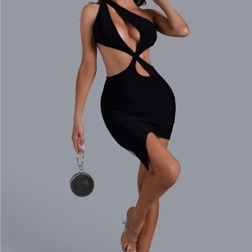 Elegant Black Cut-Out Dress